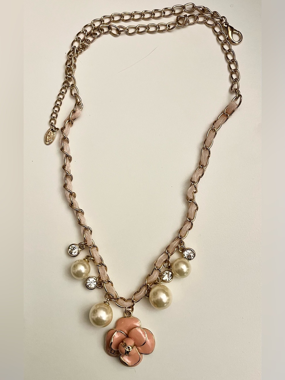 CHANEL Camelia Pearl Chain Necklace